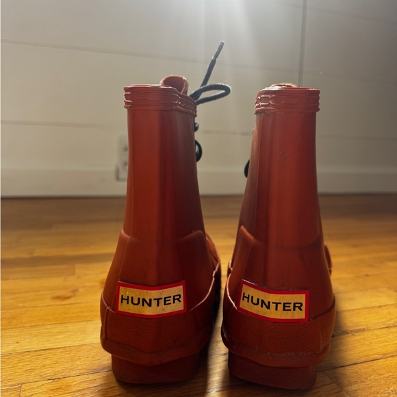 Hunter Orange Lace-Up Ankle Rain Boots - Picture 2 of 8